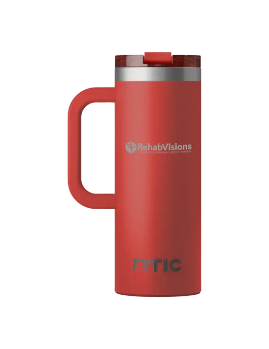 RTIC Road Trip 20 oz Red Travel Mug w/RehabVisions POST Logo