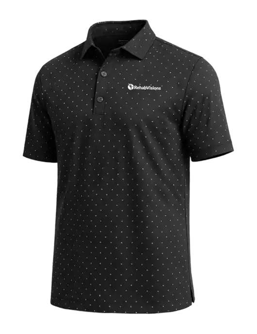 Callaway Micro Chev Black Print Polo w/RehabVisions POST Logo