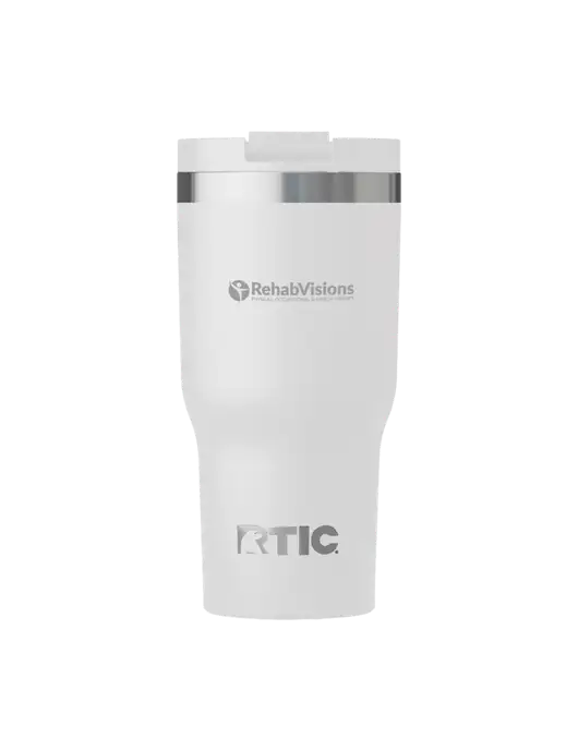 RTIC Essential 20 oz White Tumbler w/RehabVisions POST Logo