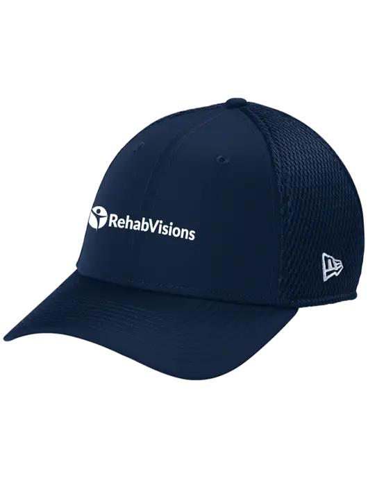 New Era 39THIRTY Performance Stretch Dark Navy Mesh Cap w/RehabVisions POST Logo