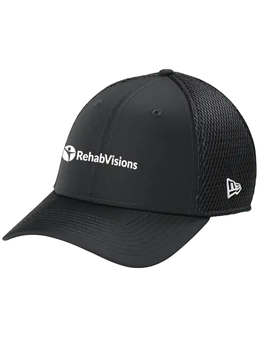 New Era 39THIRTY Performance Stretch Charcoal Grey Mesh Cap w/RehabVisions POST Logo