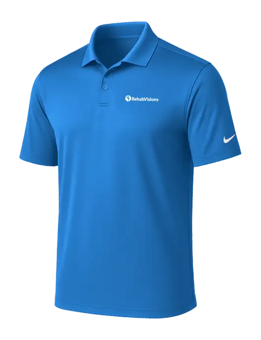 NIKE Light Royal Victory Solid Polo w/RehabVisions POST Logo