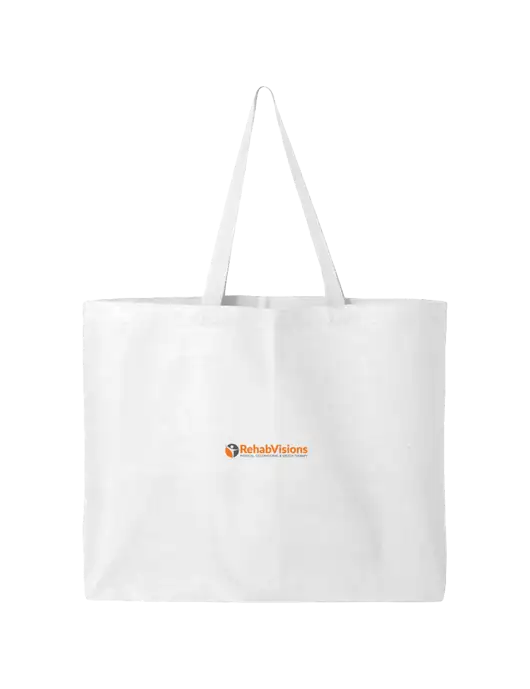 Sturdy Canvas White Tote w/RehabVisions POST Logo
