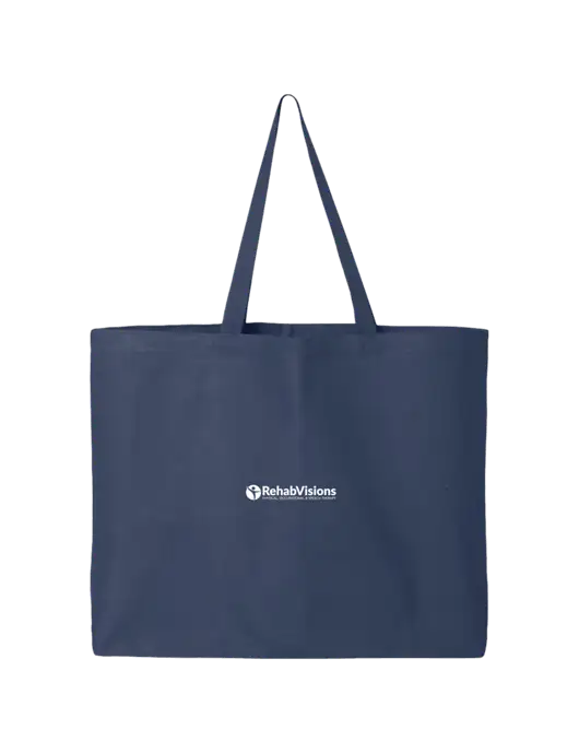 Sturdy Canvas Navy Tote w/RehabVisions POST Logo