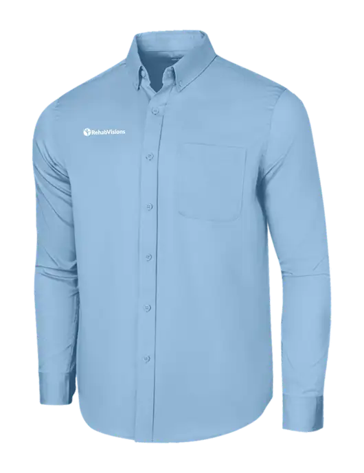 Long Sleeve Light Blue Superpro React Twill Shirt w/RehabVisions POST Logo