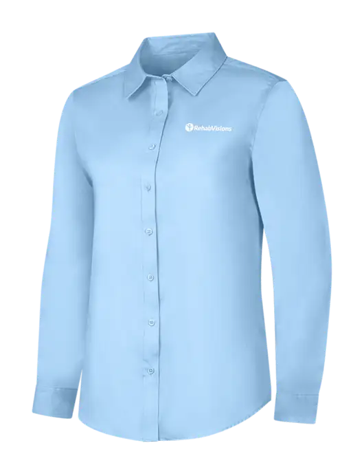 Womens Light Blue Long Sleeve Superpro React Twill Shirt w/RehabVisions POST Logo