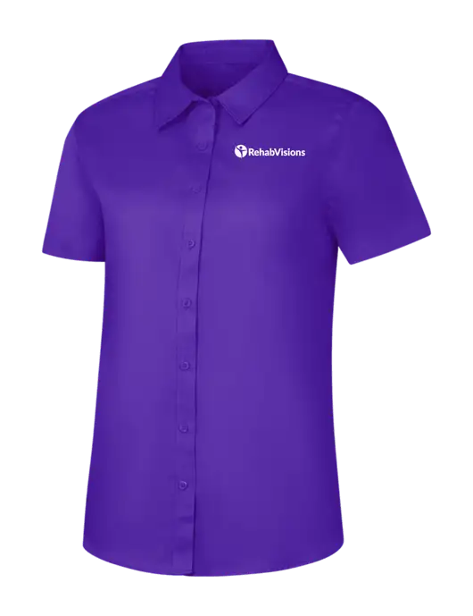 Womens Purple Short Sleeve Superpro React Twill Shirt w/RehabVisions POST Logo