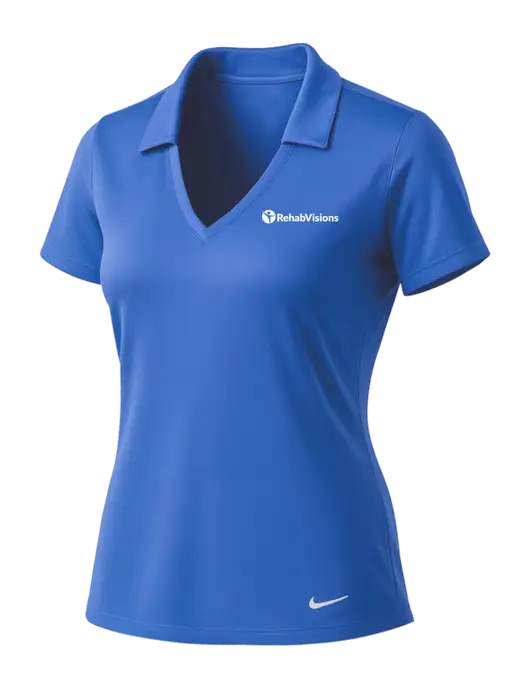 NIKE Light Royal Womens Dri-Fit Vertical Mesh Polo w/RehabVisions POST Logo
