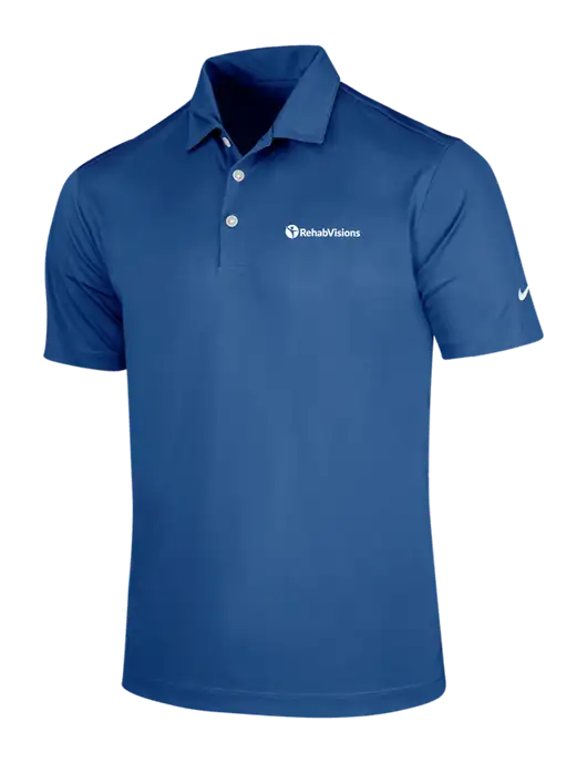 NIKE Dark Royal Dri-Fit Vertical Mesh Polo w/RehabVisions POST Logo