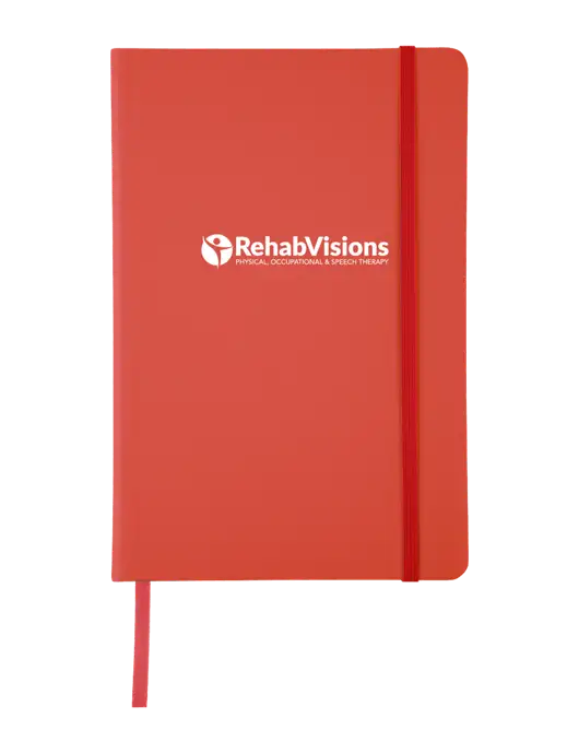 Red Comfort Touch Bound Journal 5 ¾" W x 8 ½” H w/RehabVisions POST Logo