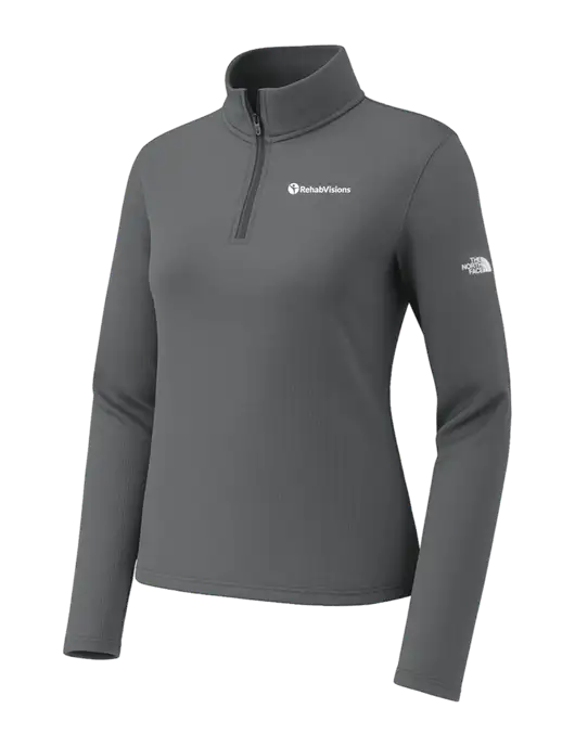 The North Face Womens Aim 1/4-Zip Dark Medium Grey Fleece w/RehabVisions POST Logo