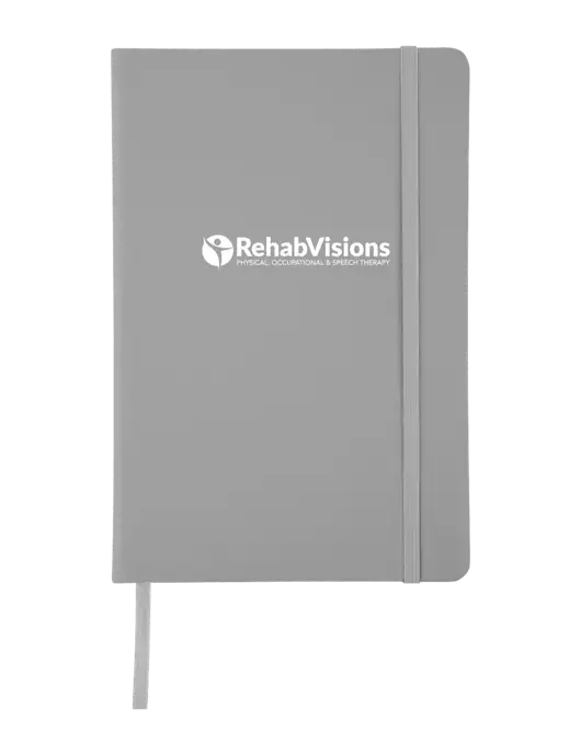 Light Medium Grey Comfort Touch Bound Journal 5 ¾" W x 8 ½” H w/RehabVisions POST Logo