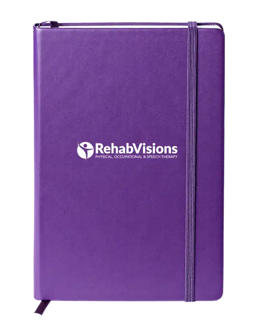 Neoskin Purple Hard Cover Journal 5.75 x 8.375
 w/RehabVisions POST Logo