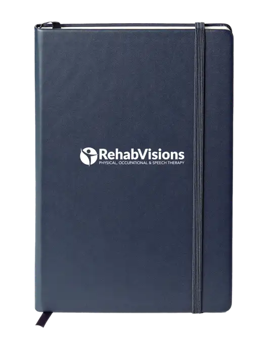 Neoskin Navy Hard Cover Journal 5.75 x 8.375 w/RehabVisions POST Logo
