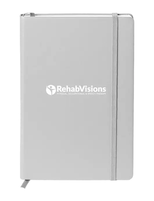 Neoskin Silver Hard Cover Journal 5.75 x 8.375
 w/RehabVisions POST Logo