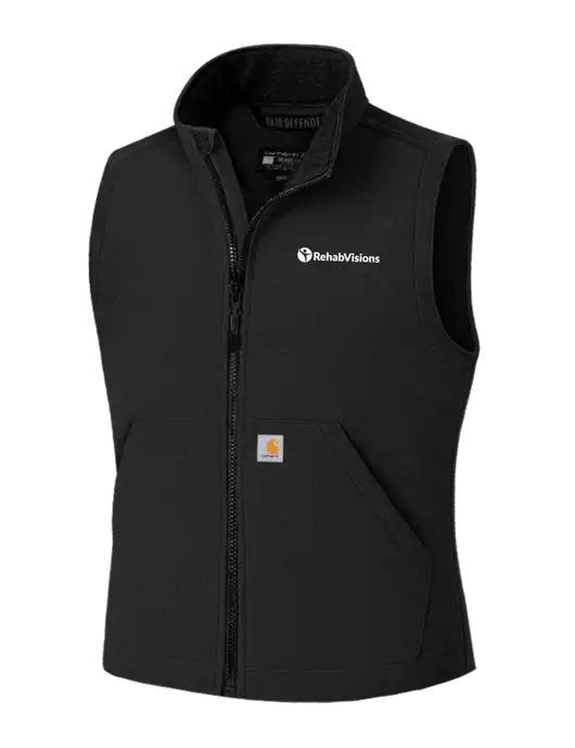 Carhartt Rain Defender Black Soft Shell Vest w/RehabVisions POST Logo