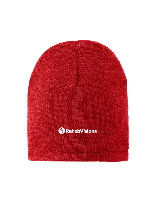 Red Fleece-Lined Beanie Cap w/RehabVisions POST Logo
