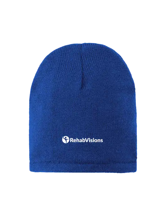 Dark Royal Fleece-Lined Beanie Cap w/RehabVisions POST Logo