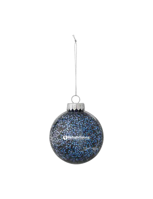 Dark Blue Shimmer Sphere Ornament w/RehabVisions POST Logo