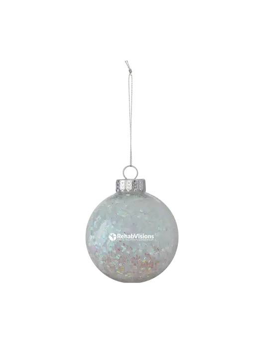 Light Silver Shimmer Sphere Ornament w/RehabVisions POST Logo