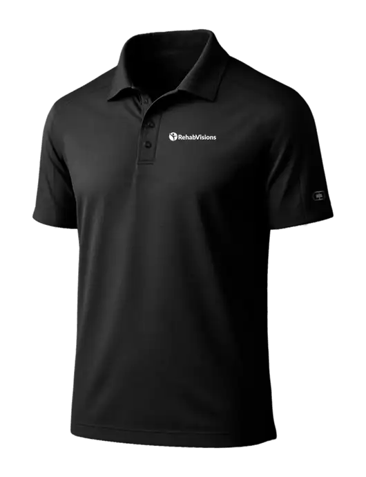 OGIO Linear Black Polo w/RehabVisions POST Logo