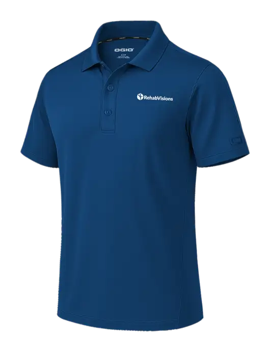 OGIO Envision Light Navy Polo w/RehabVisions POST Logo