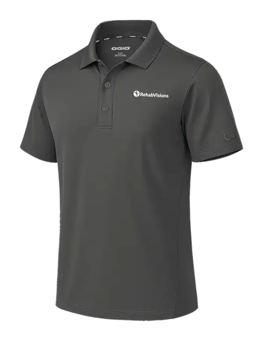 OGIO Envision Dark Medium Grey Polo w/RehabVisions POST Logo
