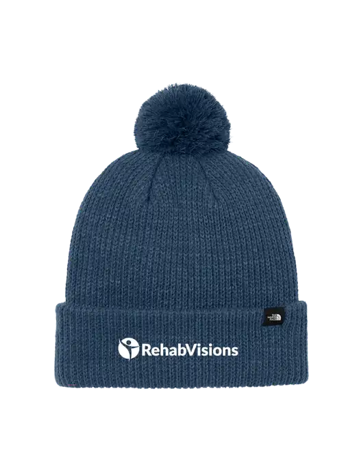 The North Face Light Navy Pom Beanie w/RehabVisions POST Logo
