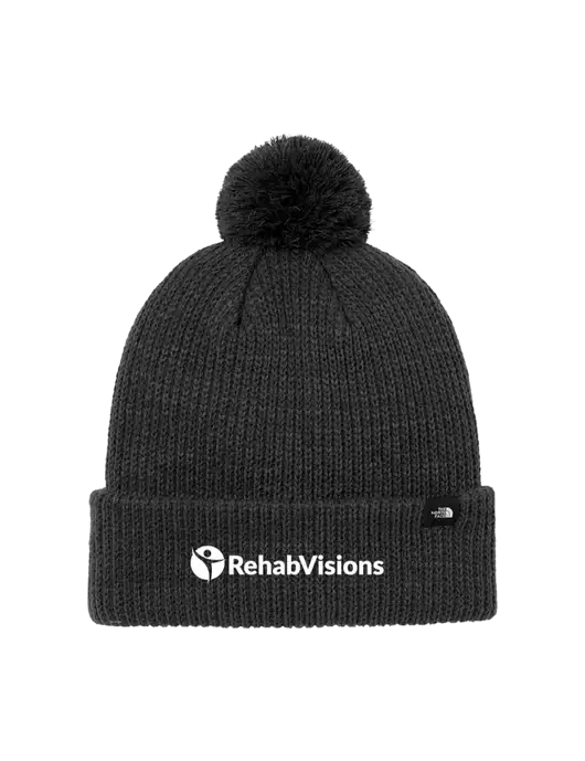 The North Face Black Heather Pom Beanie w/RehabVisions POST Logo