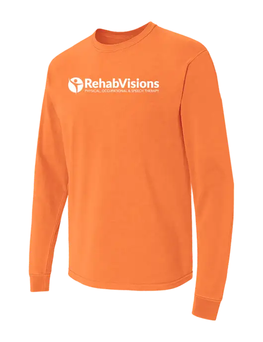 Comfort Colors Garment-Dyed Orange Heavyweight Long Sleeve T-Shirt w/RehabVisions POST Logo