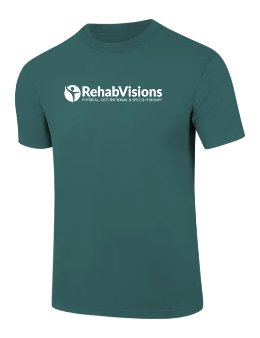 Comfort Colors 6.1 oz Dark Green Heather Heavyweight Ring Spun T-Shirt w/RehabVisions POST Logo