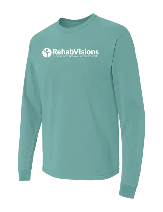 Comfort Colors Garment-Dyed Light Teal Heavyweight Long Sleeve T-Shirt w/RehabVisions POST Logo