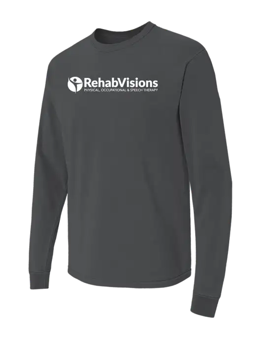 Comfort Colors Garment-Dyed Dark Grey Heather Heavyweight Long Sleeve T-Shirt w/RehabVisions POST Logo