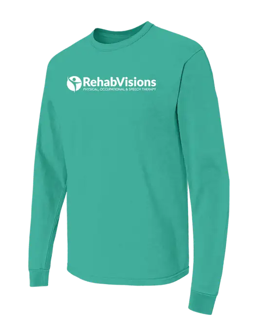 Comfort Colors Garment-Dyed Kelly Green Heavyweight Long Sleeve T-Shirt w/RehabVisions POST Logo