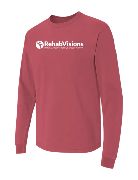 Comfort Colors Garment-Dyed Light Maroon Heavyweight Long Sleeve T-Shirt w/RehabVisions POST Logo