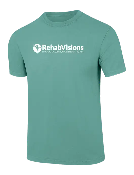 Comfort Colors 6.1 oz Light Teal Heavyweight Ring Spun T-Shirt w/RehabVisions POST Logo