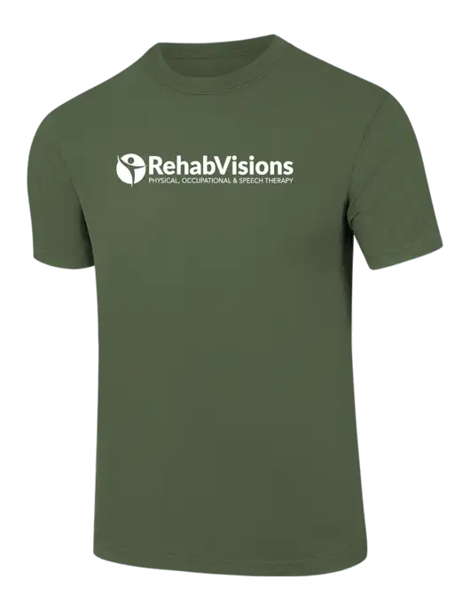 Comfort Colors 6.1 oz Dark Olive Green Heavyweight Ring Spun T-Shirt w/RehabVisions POST Logo