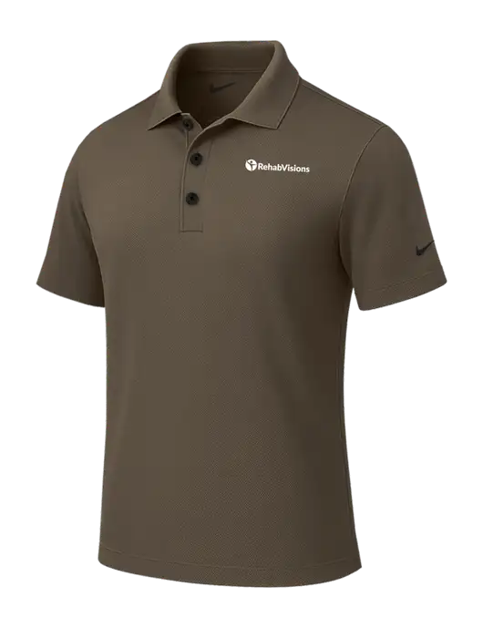 Nike Dark Olive Brown Tech Basic Dri-FIT Polo
 w/RehabVisions POST Logo