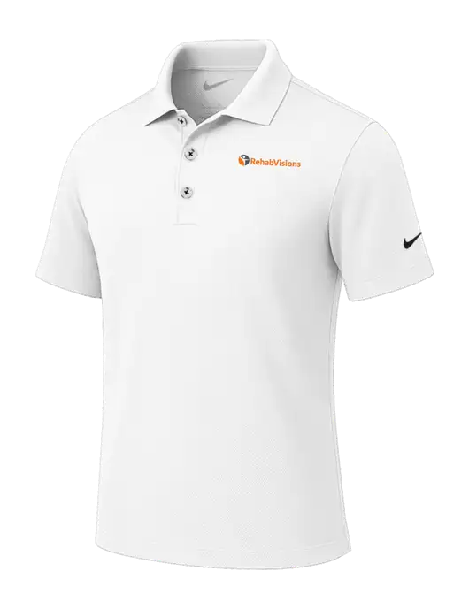 Nike White Tech Basic Dri-FIT Polo
 w/RehabVisions POST Logo