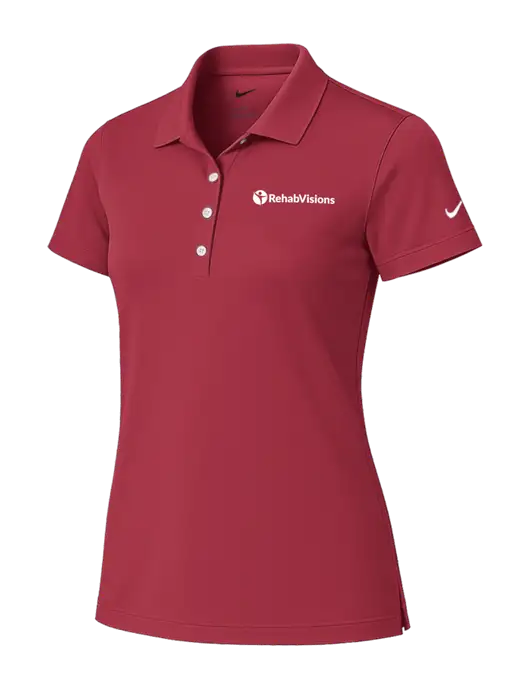 Nike Womens Red Tech Basic Dri-FIT Polo
 w/RehabVisions POST Logo