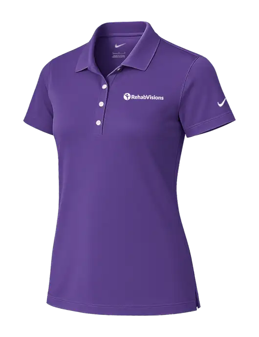 Nike Womens Purple Tech Basic Dri-FIT Polo
 w/RehabVisions POST Logo