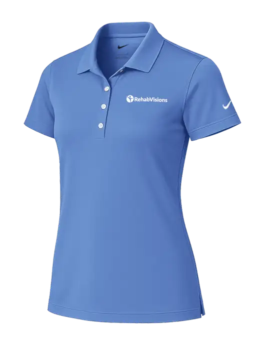 Nike Womens Light Blue Tech Basic Dri-FIT Polo
 w/RehabVisions POST Logo