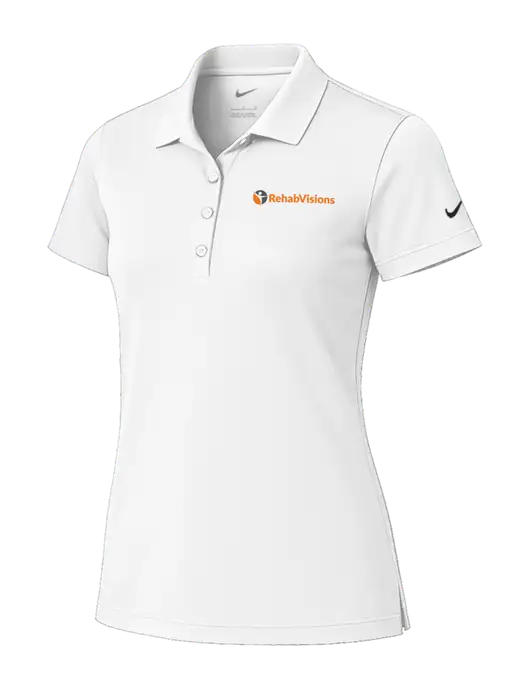 Nike Womens White Tech Basic Dri-FIT Polo
 w/RehabVisions POST Logo