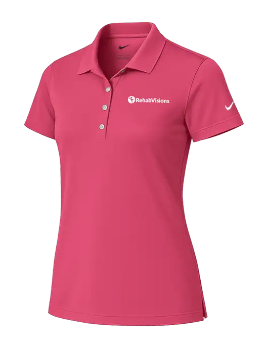 Nike Womens Dark Pink Tech Basic Dri-FIT Polo
 w/RehabVisions POST Logo