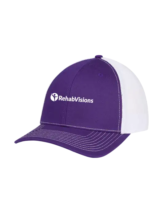 Richardson Adjustable Snapback Original 112 Trucker Cap Purple w/White Mesh w/RehabVisions POST Logo