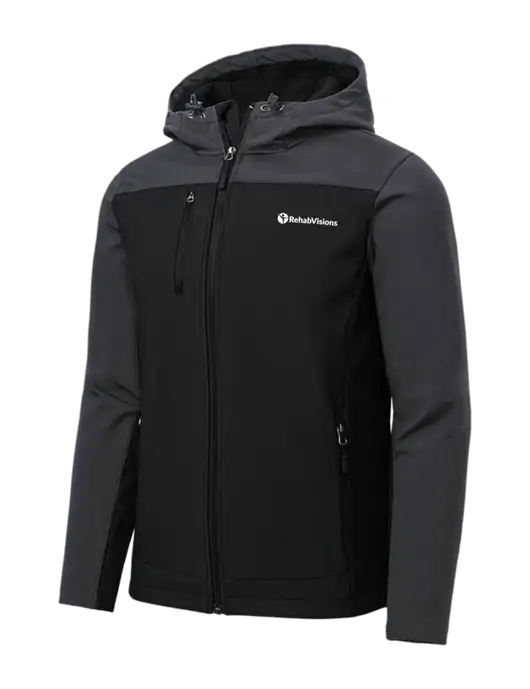 Hooded Core Dark Grey/Black Soft Shell Jacket w/RehabVisions POST Logo