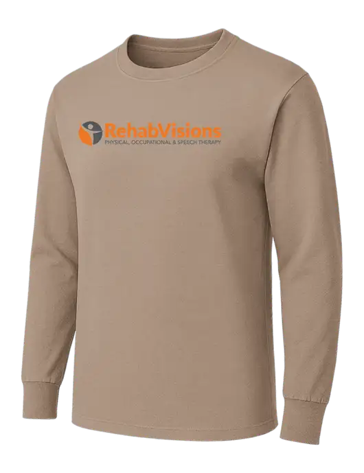 Dark Tan Heavyweight Long Sleeve 6.1 oz T-Shirt w/RehabVisions POST Logo