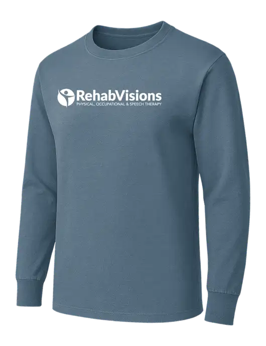 Slate Blue Heavyweight Long Sleeve 6.1 oz T-Shirt w/RehabVisions POST Logo