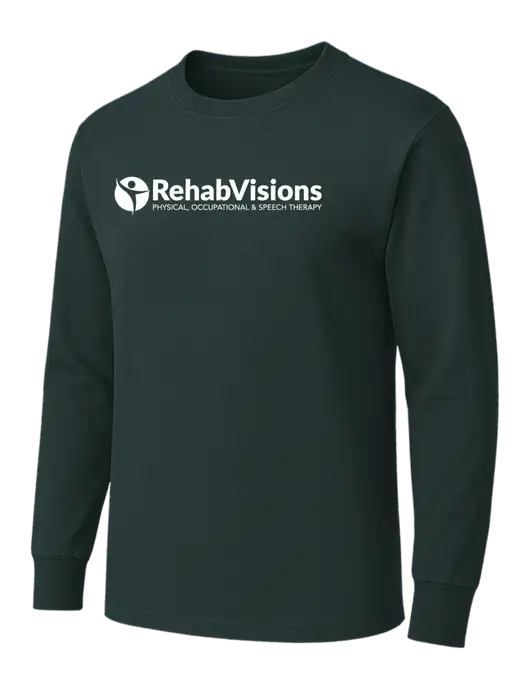 Dark Green Heavyweight Long Sleeve 6.1 oz T-Shirt w/RehabVisions POST Logo
