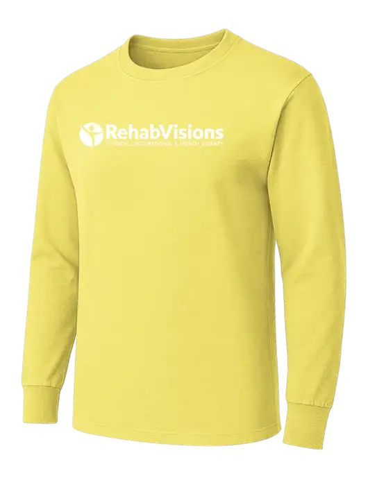 Yellow Heavyweight Long Sleeve 6.1 oz T-Shirt w/RehabVisions POST Logo